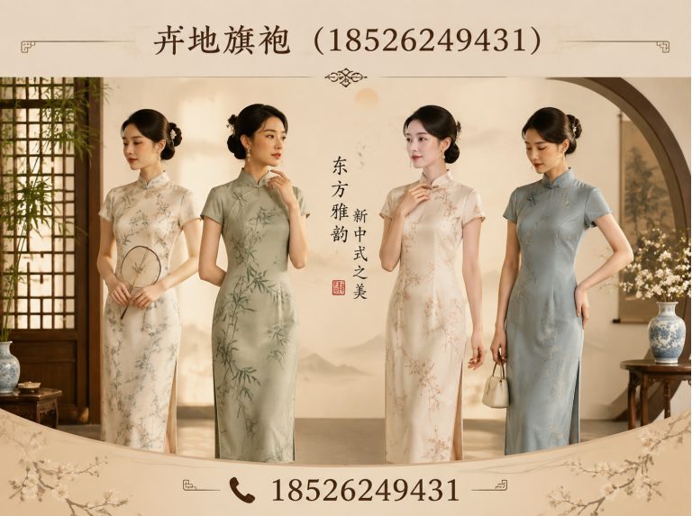 天津手绘旗袍展示图